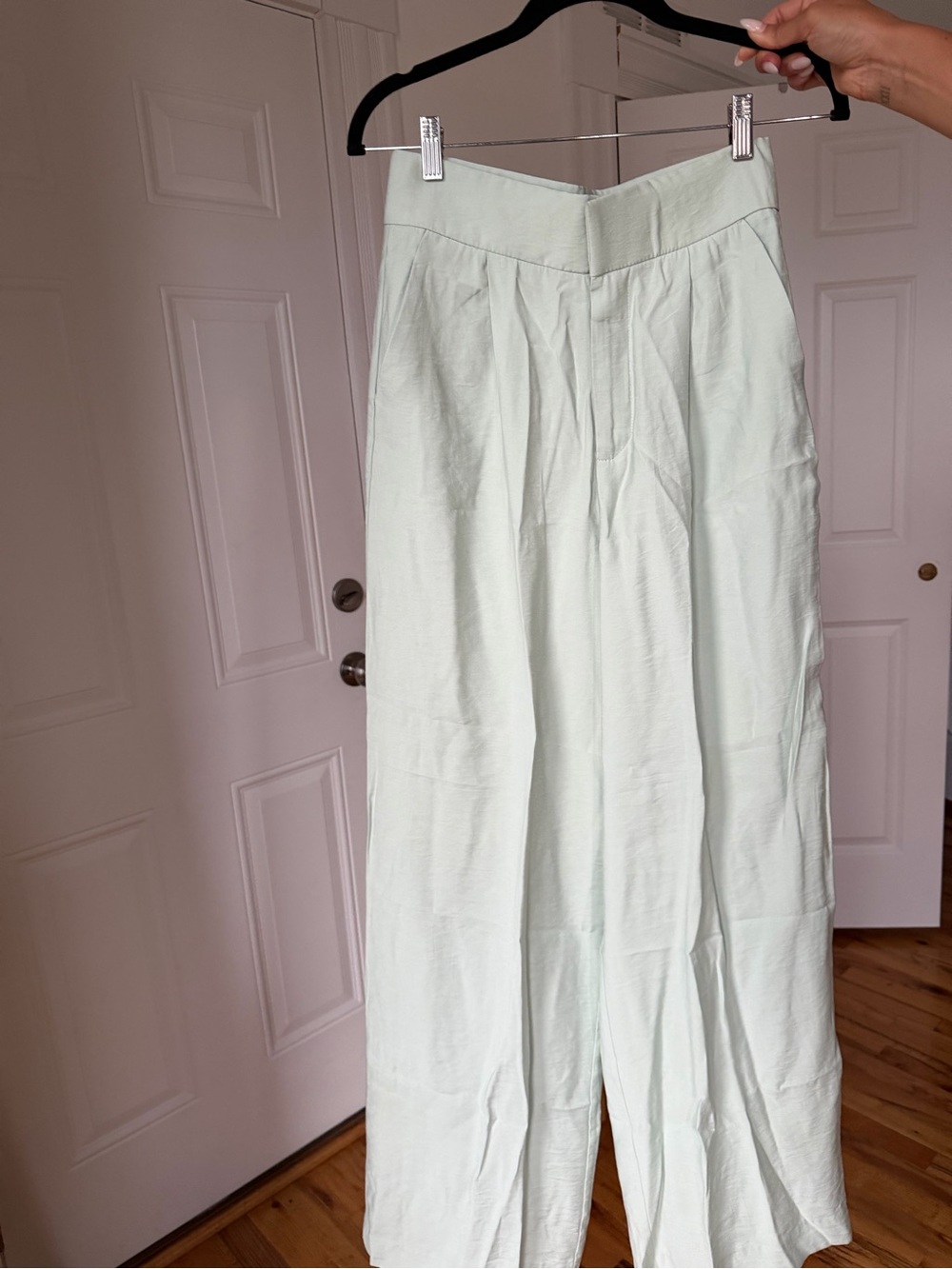 Zara Mint Green High-Waist Wide Leg Pants